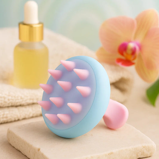 Scalp massager brush (silicone, tegen stress & build-up)